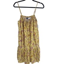 Old Navy Cami Tank Dress L Womens Yellow Floral Mini Pullover Pockets NWT - £13.71 GBP