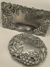 Arthur Court Aluminum Trivet and small platter Grapes leaves pattern 1996 2000 - $23.36