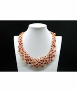 Vtg Multi-Strand Carnelian &amp; Clear Quartz Stone Sterling Silver Necklace... - $175.24 CAD