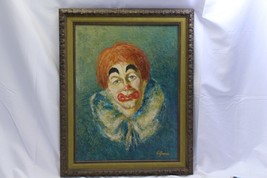 Clown Oil Painting Vintage Signed G. Yonan 18&quot; x 24&quot; Original Art - £138.80 GBP