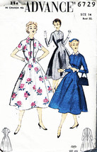 Fitted DRESS with Flared Panels Vintage 1950&#39;s Advance Pattern 6729 Size 14 - £31.85 GBP