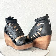 Lane Boots BECCA Womens Black Wedges 7.5 Western Sandals Cowgirl Leather... - $148.50
