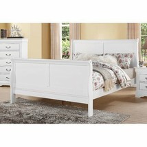 White Queen Size Sleigh Style Bed Frame Solid Wood Headboard Footboard B... - $695.42