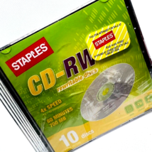 Vtg Staples 10 Rewritable Disks CD RW 4x Speed 80 Minutes 700 MG - £14.38 GBP