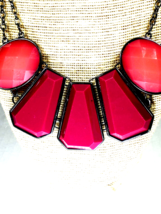 Vintage NY Bold Wine Color 16&quot; with Extender Collar Necklace - £13.44 GBP