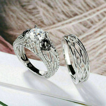 1.Ct Round Cut Moissanite Skull Engagement Wedding Ring Set 925 Sterling Silver - £97.99 GBP