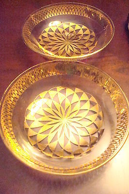 Glass bowls decorated with gold designs, set of two MID CENTURY - $38.60
