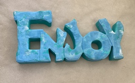 Wooden "ENJOY" Sign Freestanding Plaque Turquoise Color 12" x 5"  - $24.99