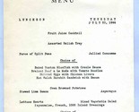 Basin Harbor Hotels Menu Lake Champlain Vermont 1944 Side Wheel Ferry - $37.58