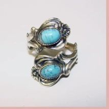 Vintage Native American Navajo Sterling Silver Ring Turquoise Adjustable to Size - £33.57 GBP