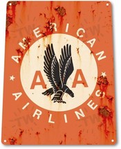 American Airlines AA Logo Jet Airplane Retro Vintage Wall Decor Metal Tin Sign - £9.37 GBP