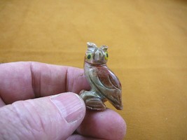 (Y-BIR-OW-21) Baby Red Tan Horned Owl Carving Soapstone Peru I Love Little Owls - £6.82 GBP