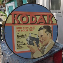 Vintage 1956 Kodak Cine Kodak Photography Company Porcelain Gas & Oil Pump Sign - £98.32 GBP