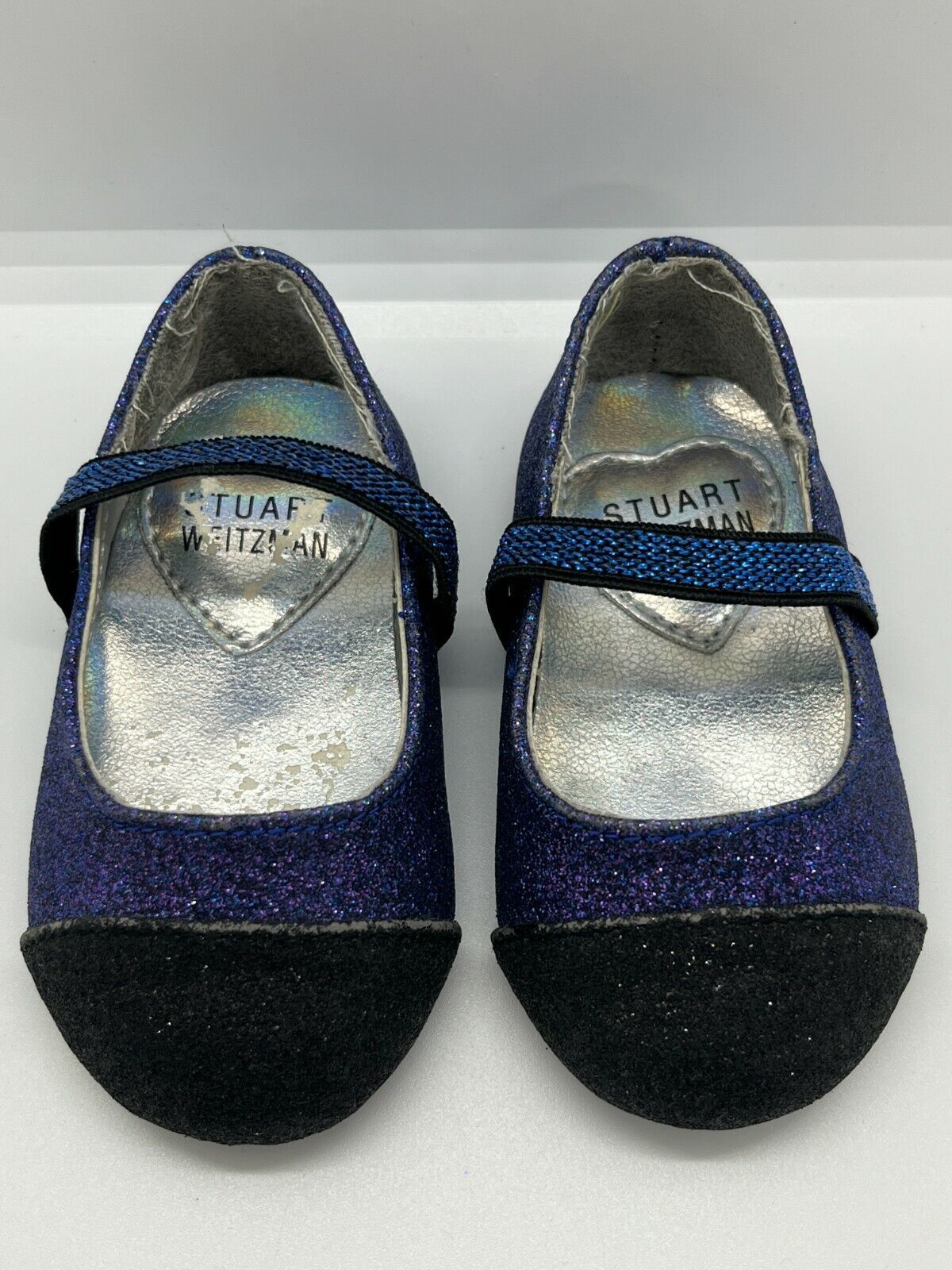 Stuart Weitzman Blue Sparkle Ballet Slip-on Shoes Strap Toddler/Girl Size 2 - $29.23