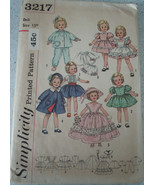 Simplicity Doll Clothes For Shirley Temple Doll Size 15” #3217 Uncut - $6.99