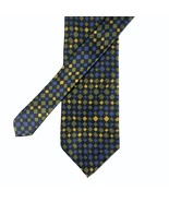 Jhane Barnes Silk Tie Black, Blue Green Gold Diamond Geometric Print Mad... - $24.49