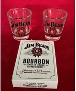 2 Vintage Jim Beam No 1 Bourbon Whiskey Shot Glasses Red Label w Playing... - $225.80 MXN