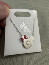 Disney Parks Minnie Mouse Icon Initial Letter C Silver Color Necklace Child Size image 2