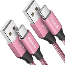 Pink Usb C Cable 6Ft Fast Charge, 2-Pack Usb A To Usb C Type Charger Cord For Sa - £10.15 GBP