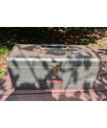 Vtg Craftsman Crown Logo Metal Toolbox 65013 w/ Tray 17&quot; Castle Tool Box - $33.68