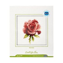 RTO Cotton Red Rose Counted Cross Stitch Kit-4-inch x 4-inch, 14 Count  - £19.28 GBP