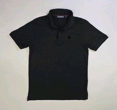 Psycho Bunny Polo Shirt Men&#39;s 5 Black Short Sleeve 1/4 Button Dark Logo - $499.89 MXN