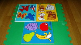 Vintage Playskool Wooden Puzzles: My Pets, Fruits, Things that Fly,  4 Pieces - $35.00