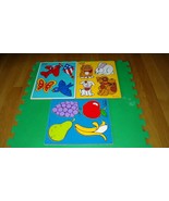 Vintage Playskool Wooden Puzzles: My Pets, Fruits, Things that Fly,  4 P... - £31.45 GBP