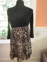 Auditions Black Knit Top Dress with Leopard Print Brand New Size Large - £31.44 GBP