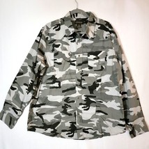 No Boundaries Mens Button Down Shirt Size XL Long Sleeve Grey &amp; White Camo - £11.96 GBP