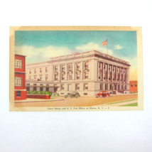 Linen Postcard Elmira New York Court House &amp; Post Office Vintage 1940s UNPOSTED - £4.81 GBP