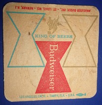 Vintage Budwiser King Of Beers Heavy Paper Coaster 1950s - $2.99