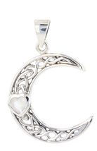 Jewelry Trends Crescent Moon Celtic Knot Rainbow Moonstone Heart Sterling Silver - £92.48 GBP