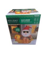 Holiday Living 4.5 Ft Lighted Santa &amp; Duck Airblown Christmas Inflatable... - $40.00