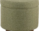 Benjara Round Wooden Ottoman with Lift Off Lid Storage, Green and Brown - $314.99