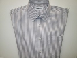 John W. Nordstrom Traditional Medium Spread Stripe Men Dress Shirt Grey 15 | 33 - £27.78 GBP