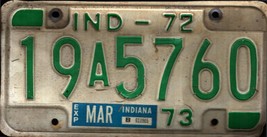 Vintage Indiana License Plate -  - Single Plate  1972 Crafting Birthday ... - $28.79