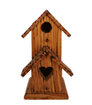 Vtg Rustic Two Story Wood Burned Small Birdhouse Signed Jill Bird Decor ... - $19.99