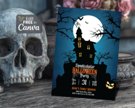 Haunted House Halloween Party Invitation: Editable Canva Digital Download - €0,00 EUR