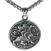 Gryphon Necklace Silver Surgical Stainless Steel Griffin Pendant Spiga Chain - £19.95 GBP