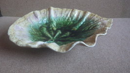 Antique Victorian Griffin Smith Hill Etruscan Majolica Geranium Leaf Dish Bowl - £59.31 GBP