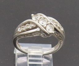 925 Sterling Silver - Vintage Swirly Carved Multishape Topaz Ring Sz 7 - RG27015 - £27.38 GBP