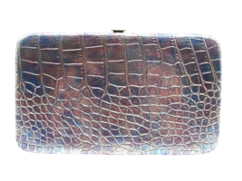 NEW Snap Wallet Faux Crocodile Skin Iridescent Holographic Clutch Card Slots 7x4 - £12.12 GBP