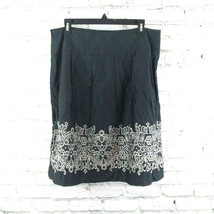 LOFT Skirt Womens Petite 12P Black White Polka Dot Floral A-Line Knee Line - $24.99