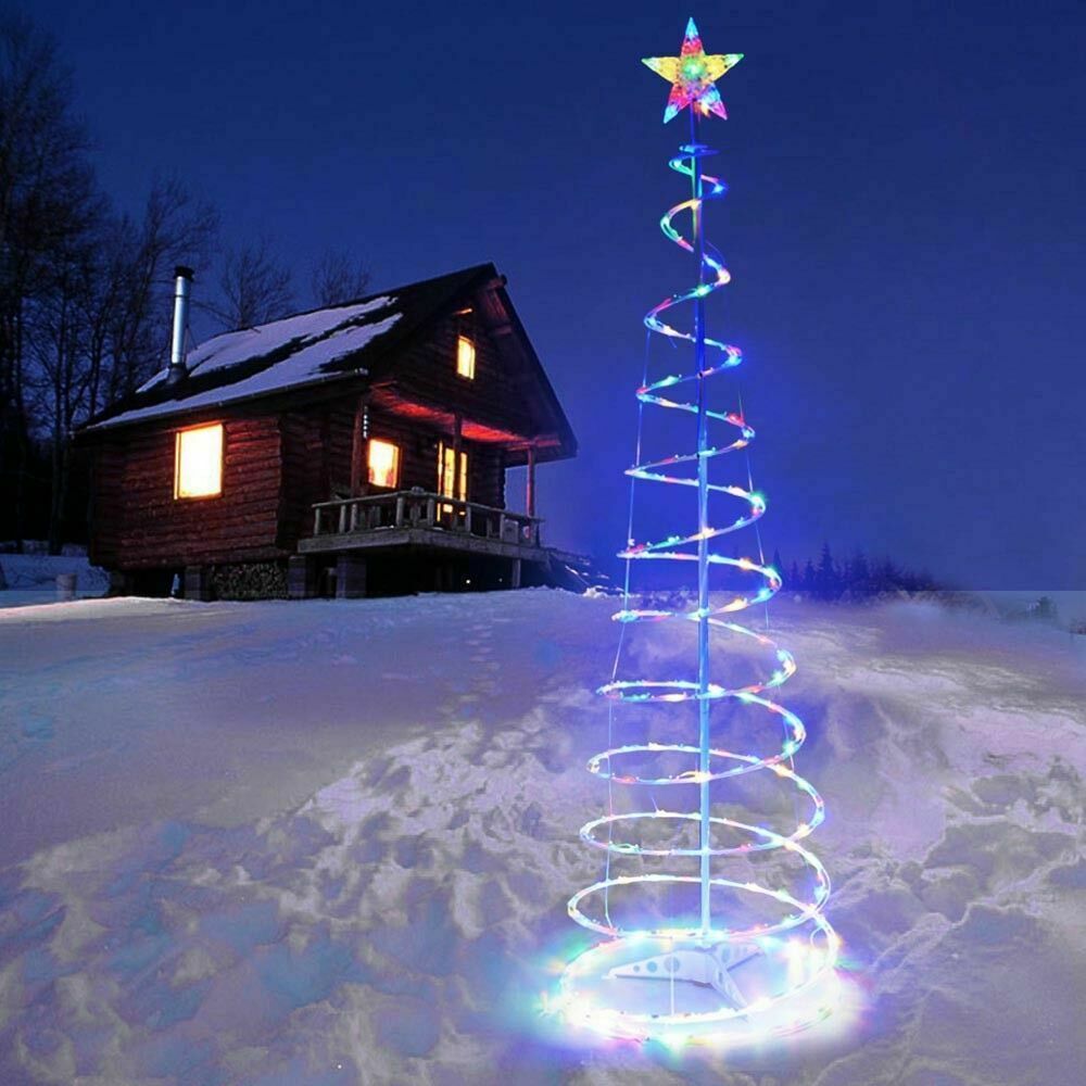 6Ft Multi-color Christmas LED Lighted Spiral Tree Xmas Holiday Decoration Star