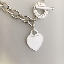 20” Large Tiffany Blank Heart Tag Toggle Necklace Plus Size Curvy Full-Figured - £550.05 GBP