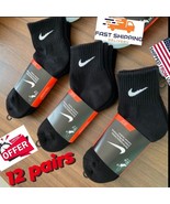 Nike Everyday Plus Cushioned Ankle Socks 12 Pairs Men&#39;s, Women Black Size M - £38.29 GBP