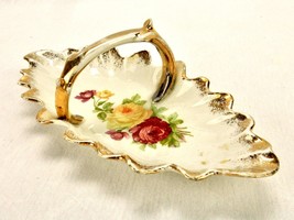 Wellsville China Porcelain Nut Tray w/Handle, Leaf Scalloped Edge, Paint... - £19.24 GBP