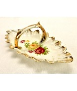Wellsville China Porcelain Nut Tray w/Handle, Leaf Scalloped Edge, Paint... - £19.22 GBP