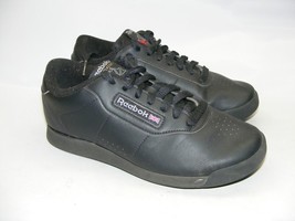 Reebok Women Size 7 W Black Classic Princess Tennis Athletic Sneakers Shoe - £19.91 GBP